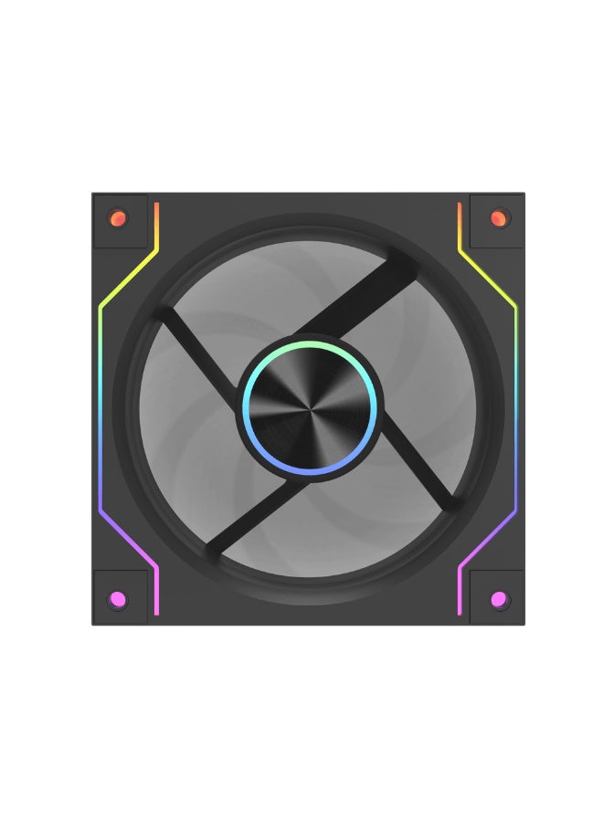 دارك فلاش مروحة تبريد وحدة المعالجة المركزية darkFlash DM20Line مقاس 120 مم، تبريد حتى 1600 دورة في الدقيقة، 4 دبابيس PWM، مروحة تبريد ARGB للكمبيوتر، عبوة من 3 قطع (أمامية، سوداء) - Image 1