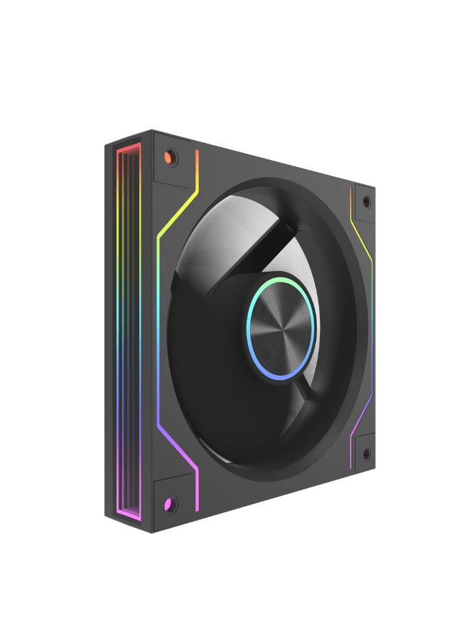 دارك فلاش مروحة تبريد وحدة المعالجة المركزية darkFlash DM20Line مقاس 120 مم، تبريد حتى 1600 دورة في الدقيقة، 4 دبابيس PWM، مروحة تبريد ARGB للكمبيوتر، عبوة من 3 قطع (أمامية، سوداء) - Image 3