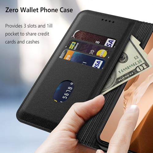 Aiziki Compatible for Oneplus 13R Case, PU Leather Flip Cover Wallet Protector with id Holder Card Slots Magnetic Closure Protective Phone Cover for Oneplus 13R Wallet Case, Black - Image 3