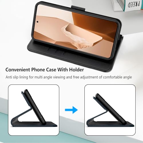 Aiziki Compatible for Oneplus 13R Case, PU Leather Flip Cover Wallet Protector with id Holder Card Slots Magnetic Closure Protective Phone Cover for Oneplus 13R Wallet Case, Black - Image 4