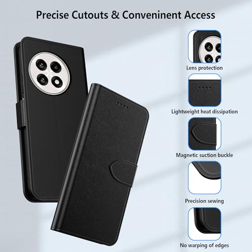 Aiziki Compatible for Oneplus 13R Case, PU Leather Flip Cover Wallet Protector with id Holder Card Slots Magnetic Closure Protective Phone Cover for Oneplus 13R Wallet Case, Black - Image 5