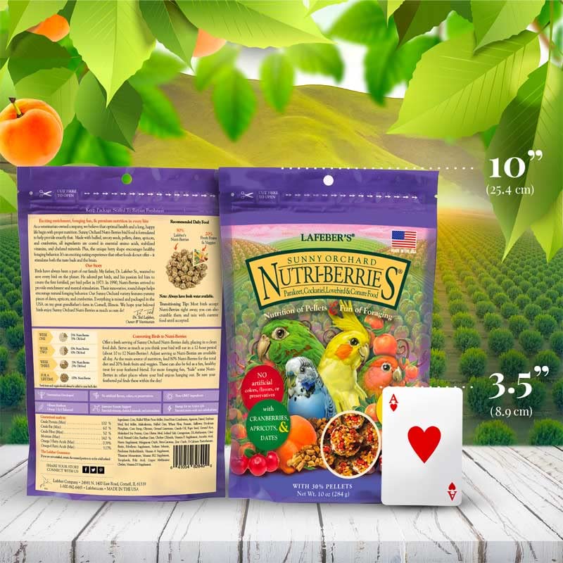 LAFEBER'S Sunny Orchard Nutri-Berries Pet Bird Food, Made with Non-GMO and Human-Grade Ingredients, for Cockatiels Conures Parakeets (Budgies) Lovebirds (Sunny Orchard 10 oz Pack of 2) - Image 5