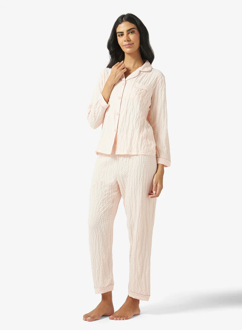 Textured Pyjama Pant Set