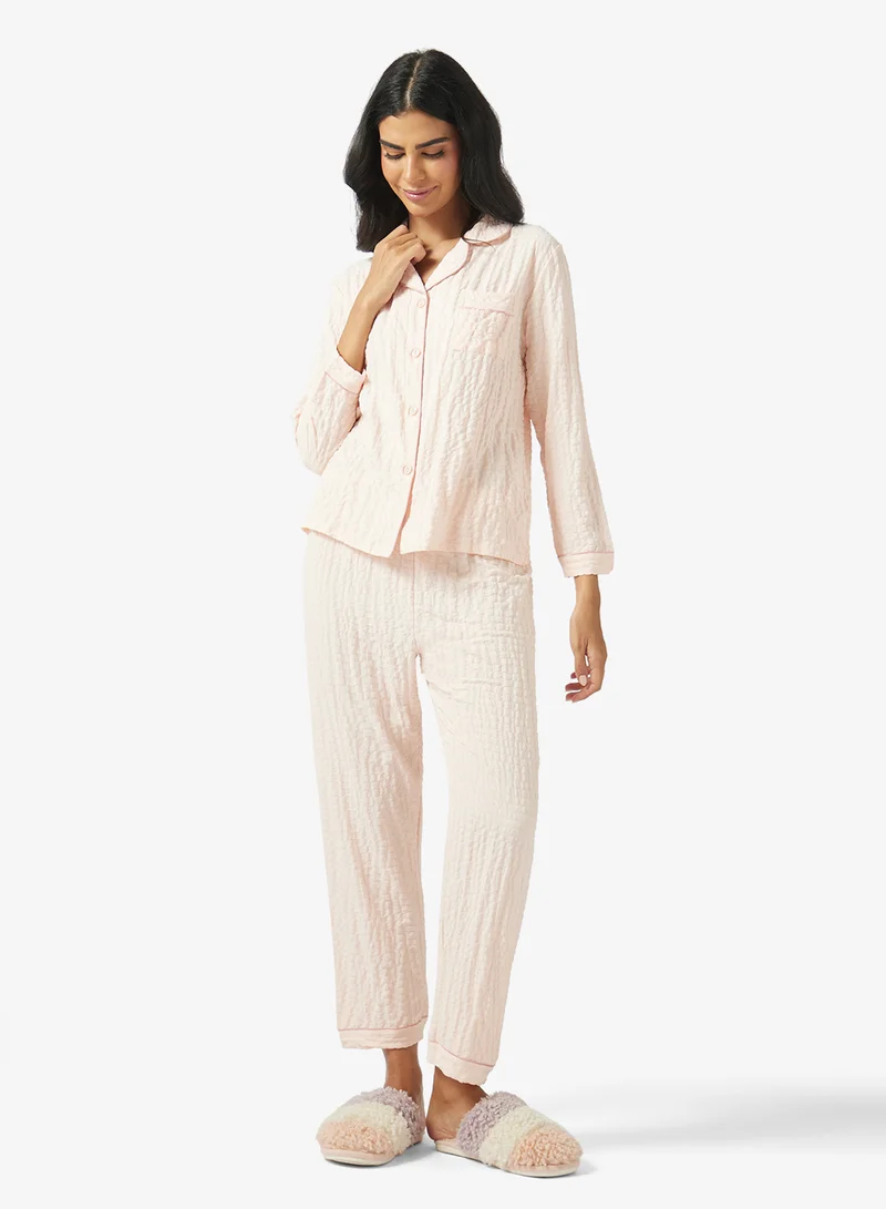 Ella  Textured Pyjama Pant Set for Women | Best Price UAE