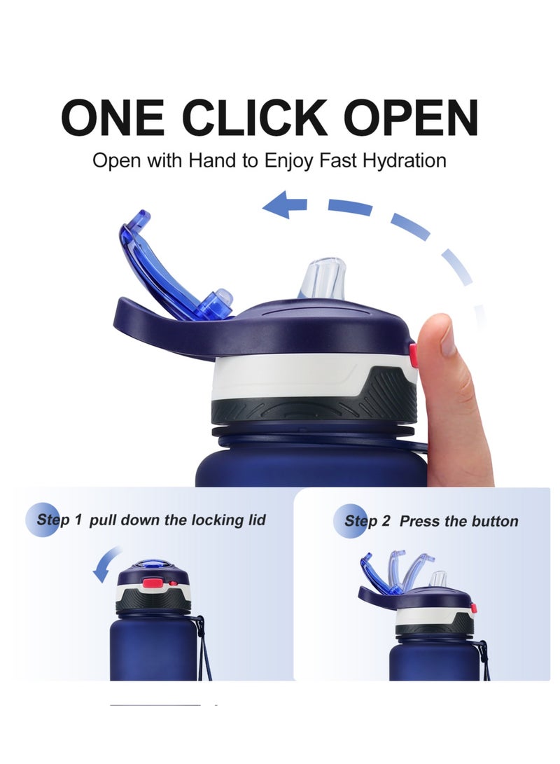 KANGZYUAN Straw Sports Water Bottle With Time Marker for Fitness Gym Camping Outdoor Sports Protein Shaker Outdoor Travel Portable Leakproof Drinkware Drink Bottle BPA Free 1000mL Blue Red  - Image 4