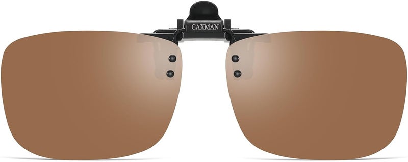 CAXMAN Polarized Clip-on Flip Up Metal Clip Rimless Sunglasses for Prescription Glasses - Image 1