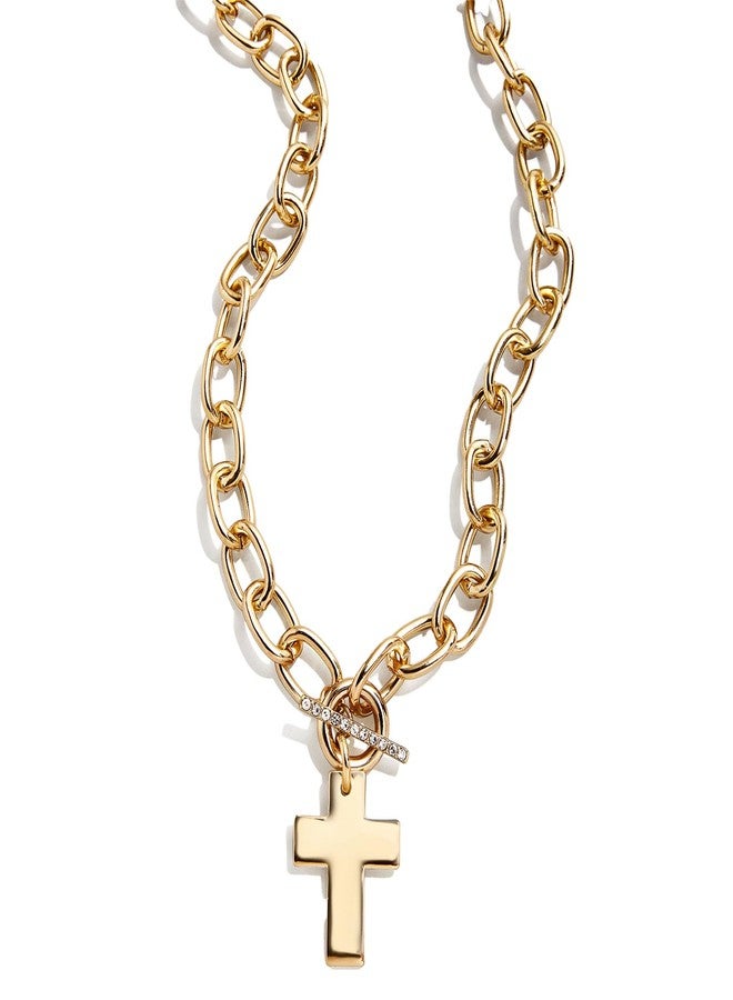 BaubleBar Priscilla Statement Cross Necklace - Gold - Image 1
