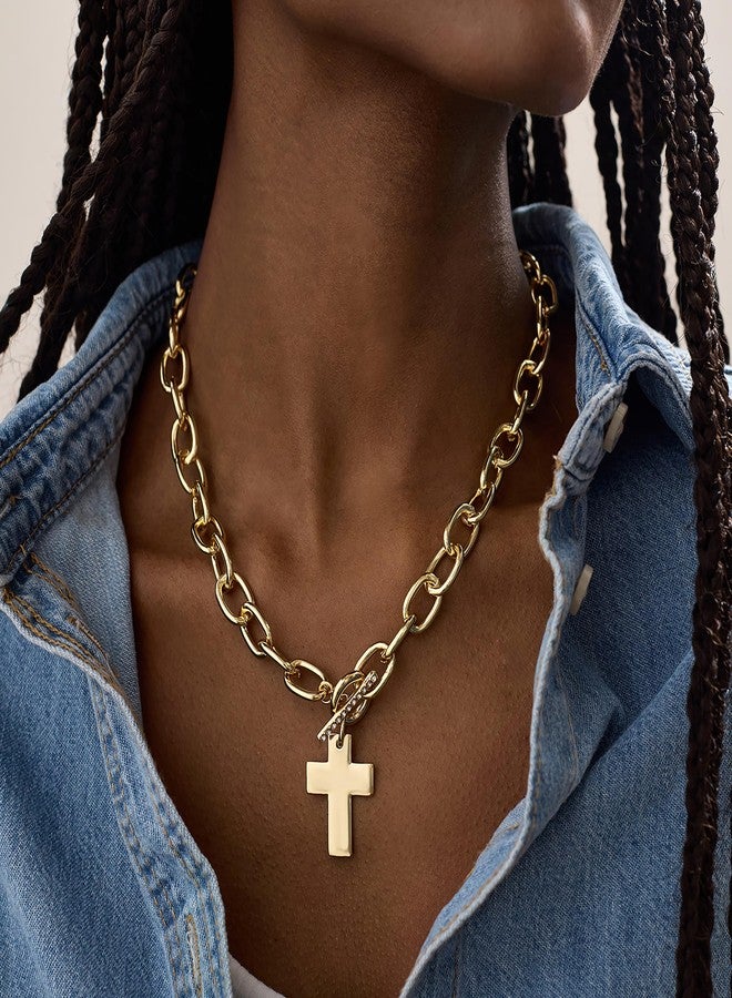 BaubleBar Priscilla Statement Cross Necklace - Gold - Image 3