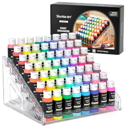 Shuttle Art Acrylic Paint Organizer 7 Layers Clear Storage Rack Snap On Organizer for Acrylic Paint Oil Paints Nail Polish and Craft Supplies - Image 1