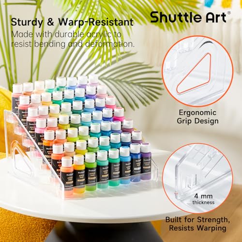 Shuttle Art Acrylic Paint Organizer 7 Layers Clear Storage Rack Snap On Organizer for Acrylic Paint Oil Paints Nail Polish and Craft Supplies - Image 3