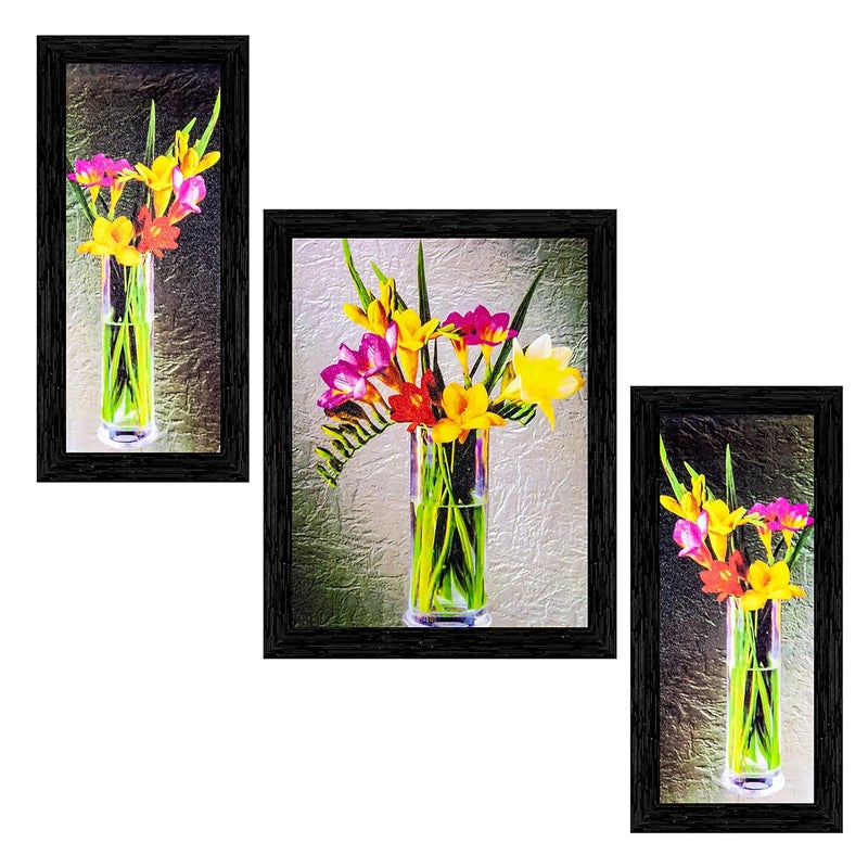 Indianara Indianara 3 Piece Set Of Framed Wall Hanging ArtMulticolour Engineered Wood