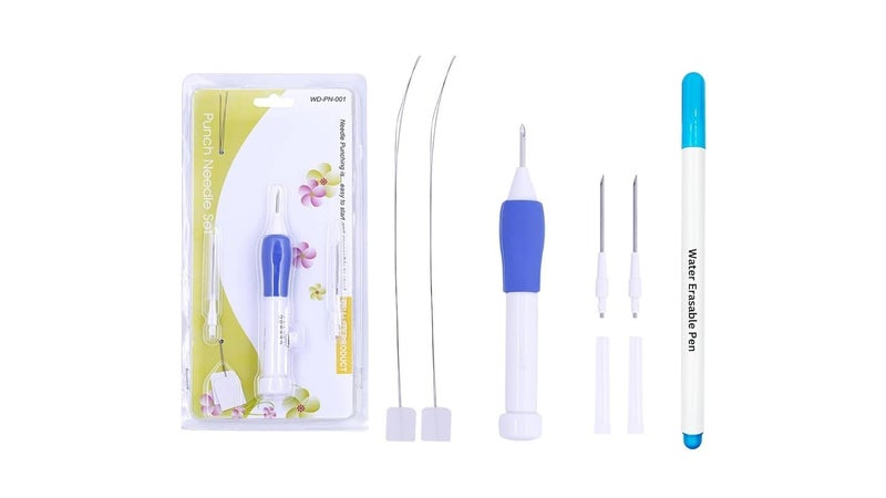 M Fabrics Punch Needle Pen Set with Water Erasable Garment Pen,3 Sizes, Felting Crochet Knitting Tool Kit for Beginners/DIY Craft Tool Embroidery - Image 1