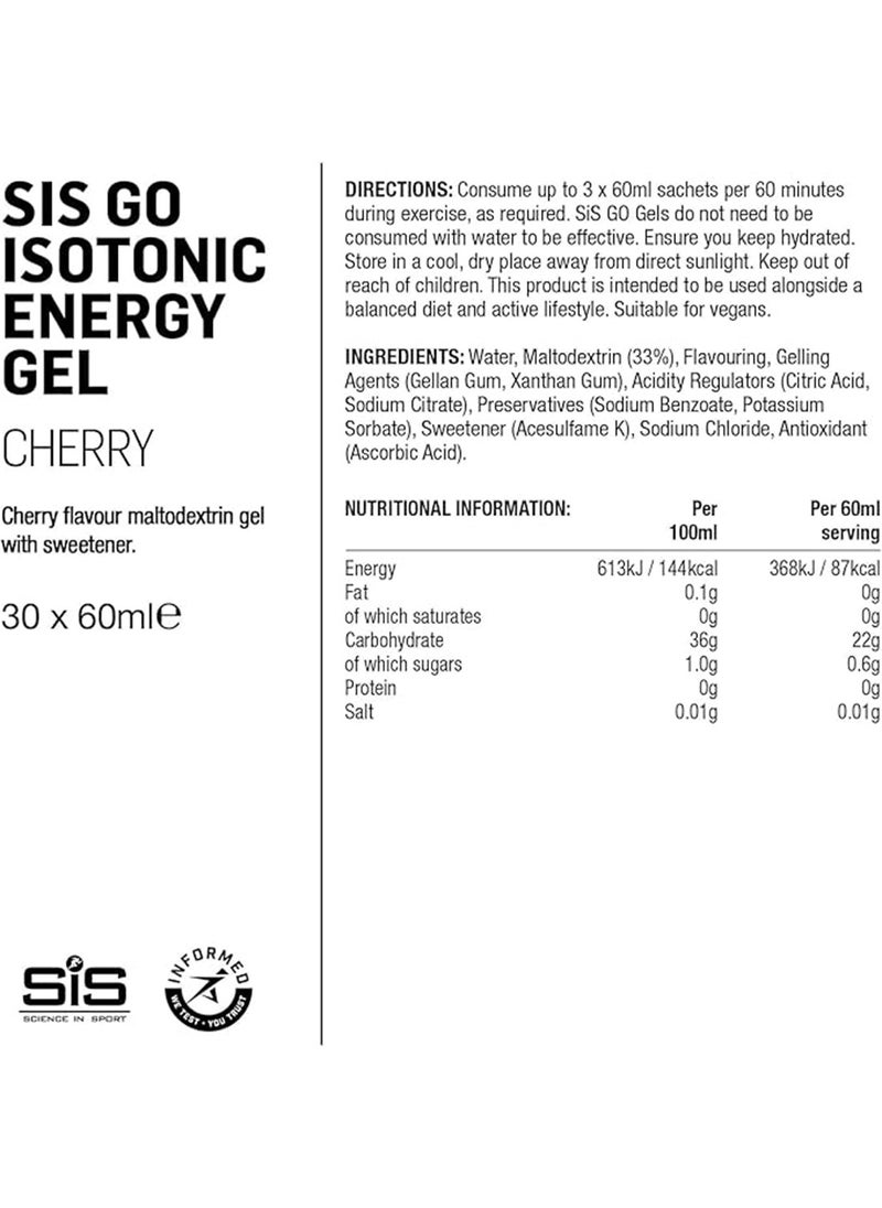 SIS GO ISOTONIC ENERGY GEL  - CHERRY - 60ML  - Image 5