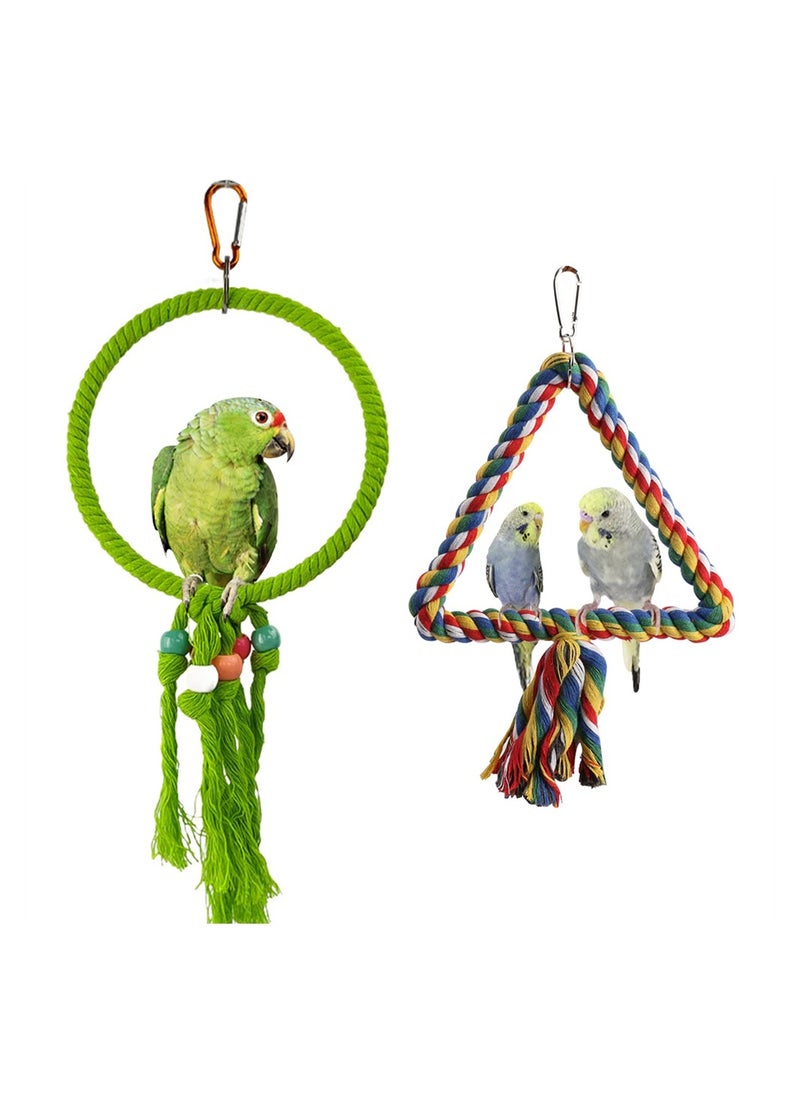 SYOSI Bird Cotton Rope Swing, Super Large Size Hanging Bird Parrot Rope Perch Parrot Play Stand, Bite Resistance Swing Rope Ring Boredom Breaker for Budgie, Cockatiels  - Image 1