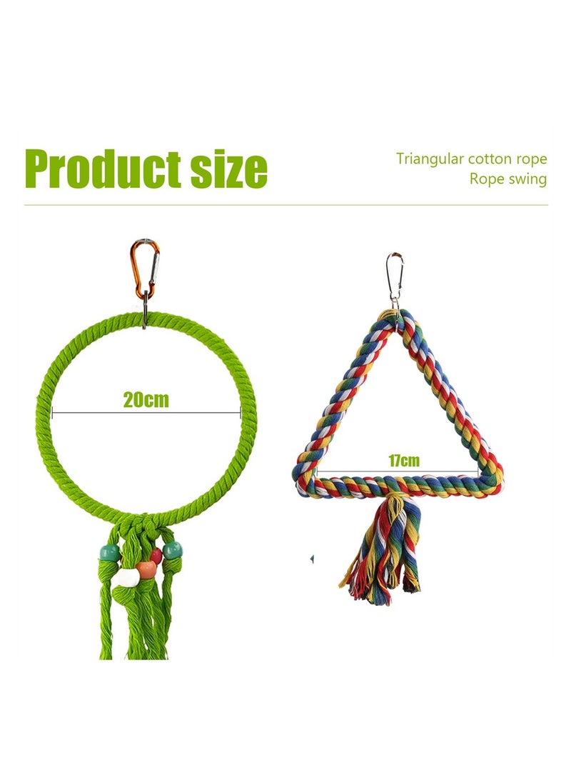 SYOSI Bird Cotton Rope Swing, Super Large Size Hanging Bird Parrot Rope Perch Parrot Play Stand, Bite Resistance Swing Rope Ring Boredom Breaker for Budgie, Cockatiels  - Image 2