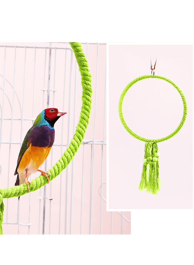 SYOSI Bird Cotton Rope Swing, Super Large Size Hanging Bird Parrot Rope Perch Parrot Play Stand, Bite Resistance Swing Rope Ring Boredom Breaker for Budgie, Cockatiels  - Image 4