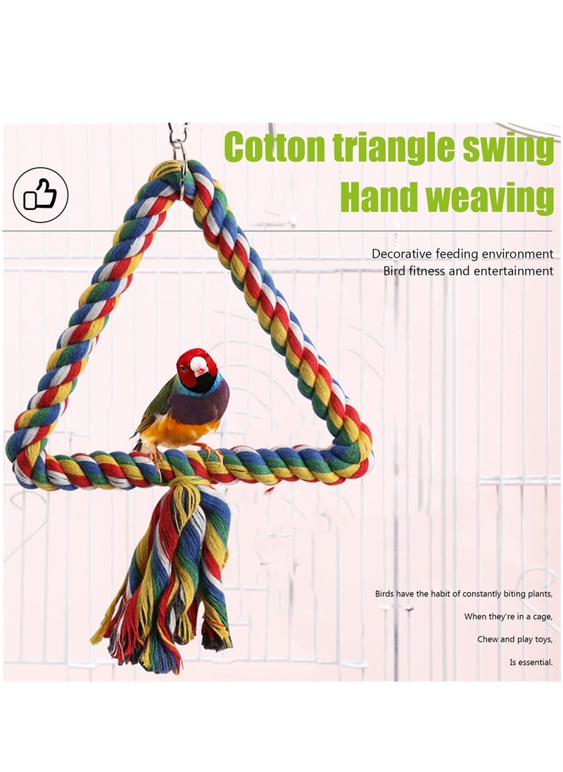 SYOSI Bird Cotton Rope Swing, Super Large Size Hanging Bird Parrot Rope Perch Parrot Play Stand, Bite Resistance Swing Rope Ring Boredom Breaker for Budgie, Cockatiels  - Image 5