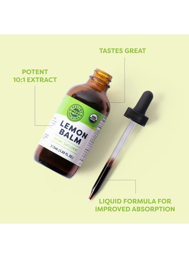 Vimergy Lemon Balm – Eases Stress & Tension* – Supports Brain Performance* – USDA Certified Organic, Non-GMO, Alcohol-Free – 115 mL (115 Servings) - Image 3