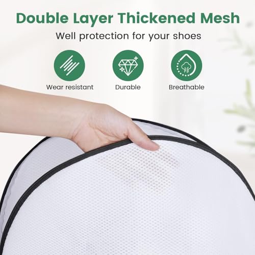 Tusmad Dryering & Washing Shoes Machine Bag, Shoes Laundry Bags for Washing Machine Dryer for Shoes with Zipper for Bras Socks Sneakers White Shoes Wash Bags with Bumper Protectors - Image 5