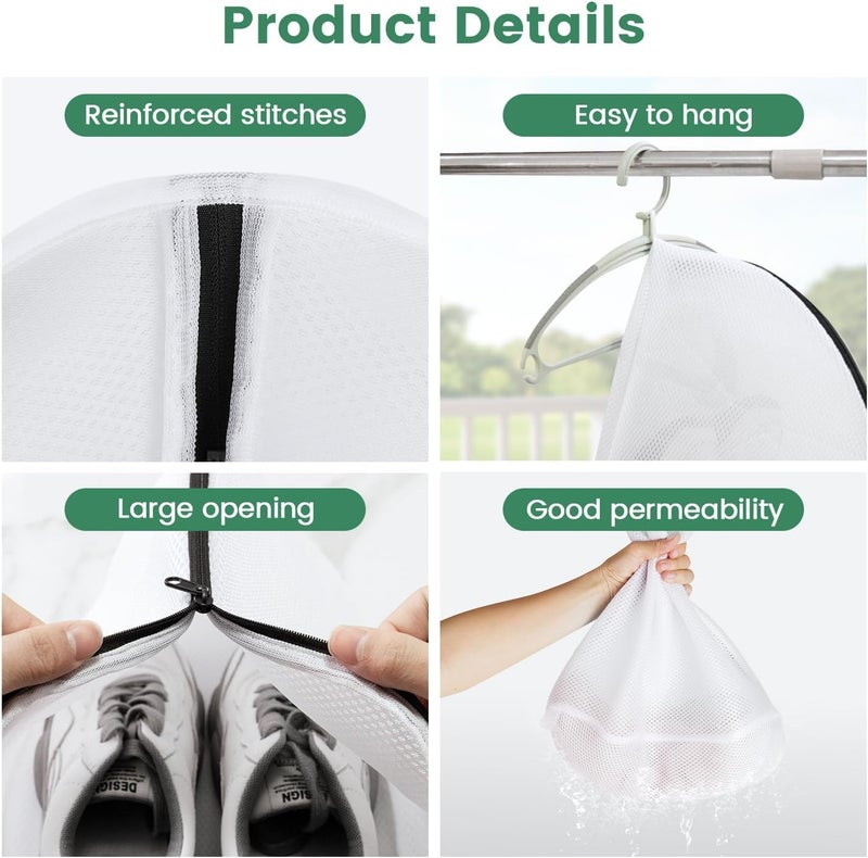 Tusmad Dryering & Washing Shoes Machine Bag, Shoes Laundry Bags for Washing Machine Dryer for Shoes with Zipper for Bras Socks Sneakers White Shoes Wash Bags with Bumper Protectors - Image 4