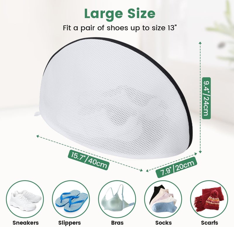Tusmad Dryering & Washing Shoes Machine Bag, Shoes Laundry Bags for Washing Machine Dryer for Shoes with Zipper for Bras Socks Sneakers White Shoes Wash Bags with Bumper Protectors - Image 2