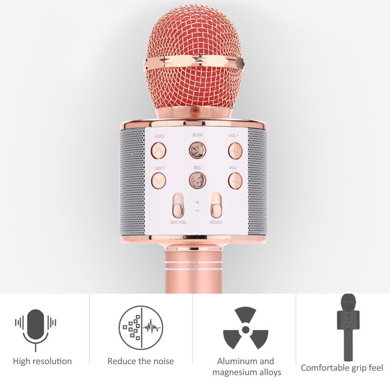 Wireless Microphone: Rose Gold Portable Rechargeable - High-quality Sound Bluetooth Microphone for Home Karaoke, Live Streaming Recording - Image 2