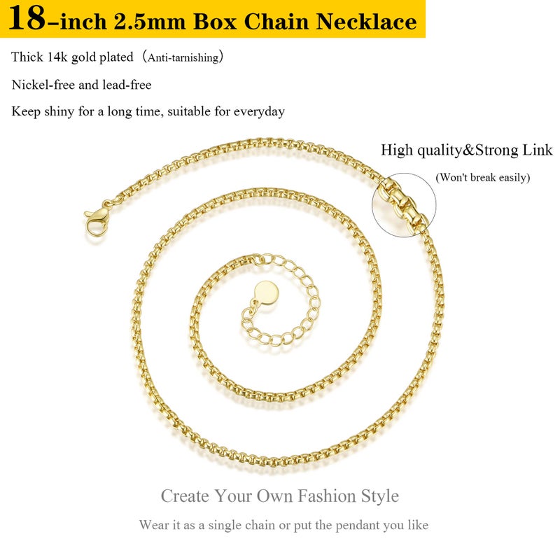 NUZON Cubic Zirconia Evil Eye Pendant Necklace for Women 18K Gold Box Chain Necklace Round Charm Lucky Faith Amulet Protection Jewelry 18’’ - Image 5