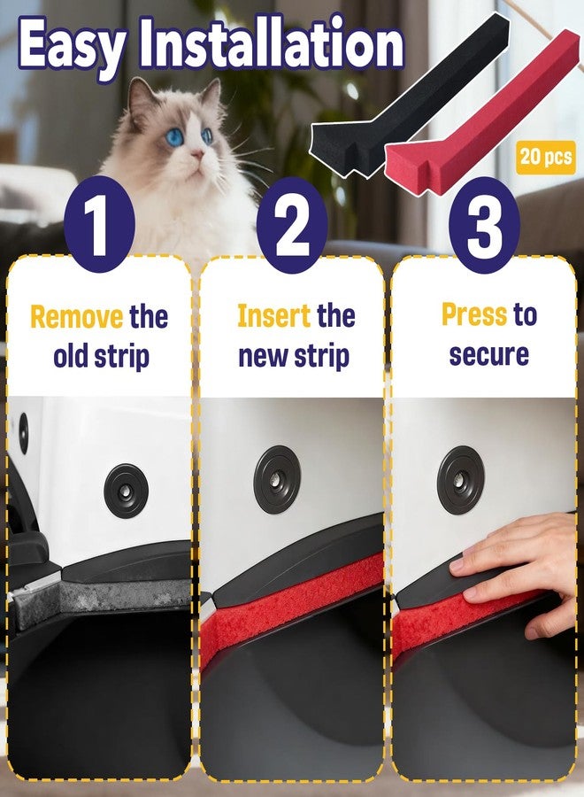 Mtuiewo 20 Packs Foams Compatible with Els Pet Litter Box, Precise Cut Seal Cat Litter Self Cleaning Replacement Part to Prevent Litter Spillage, Red & Black - Image 4