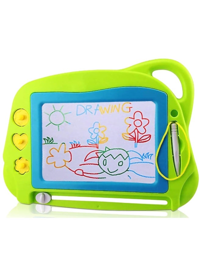 AiTuiTui Magnetic Drawing Board Mini Travel Doodle, Erasable Writing Sketch Colorful Pad Area Educational Learning Toy for Kid/Toddlers/Babies with 3 Stamps and 1 Pen (Green) - Image 3
