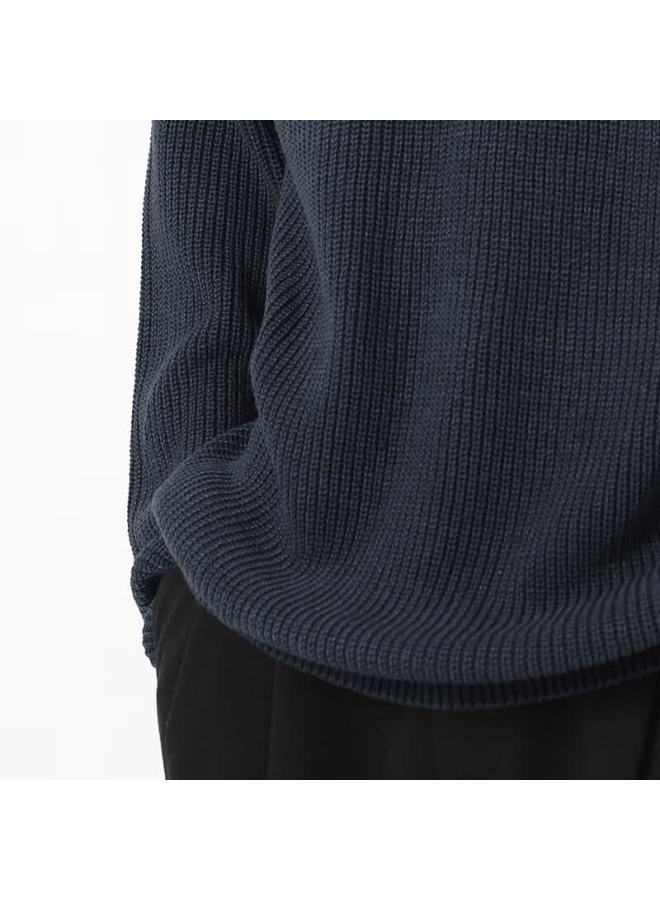 Markless Ingot Needle Sweater For Men, Autumn And Winter Warm Knit Pullover, Round Neck Base Layer, Loose Top 3740, Moonlight Blue, L - Image 3