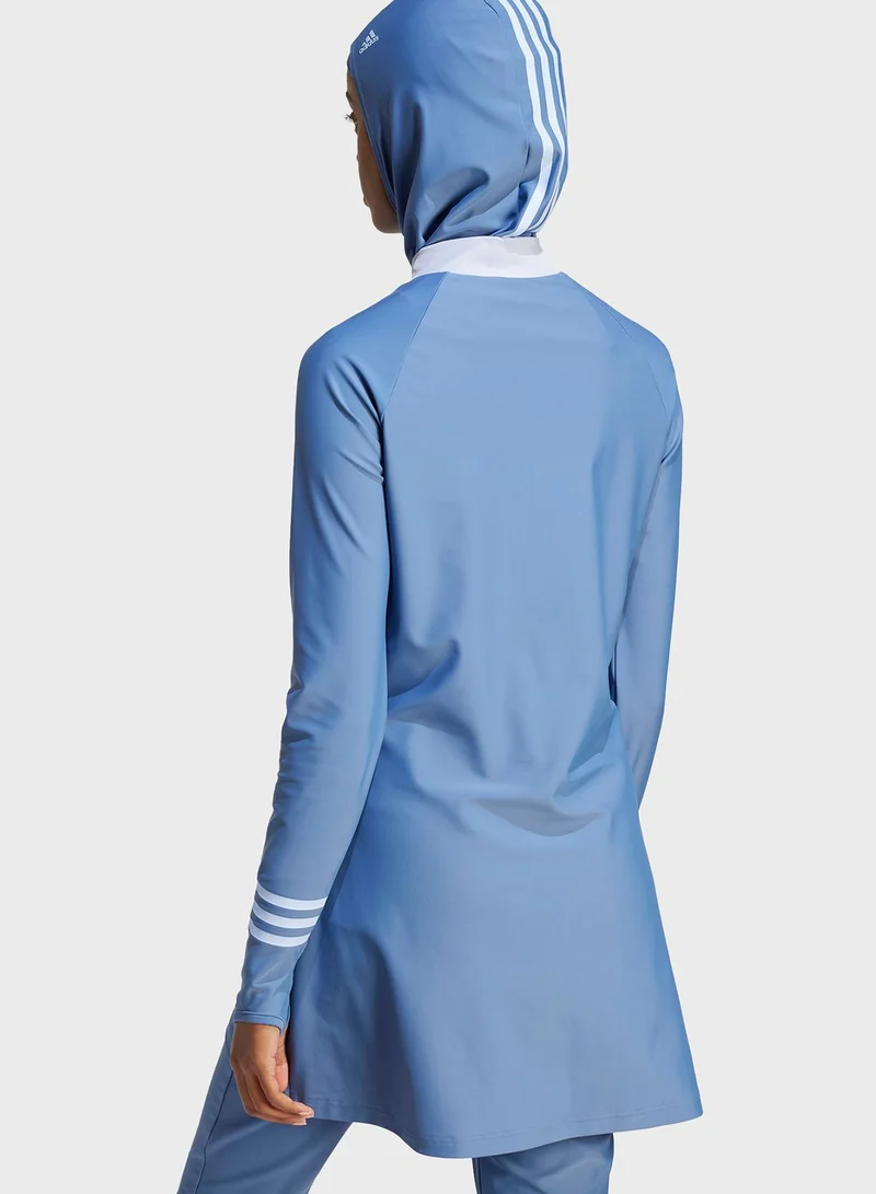 Adidas 3-Stripes Long Sleeve Swim Top