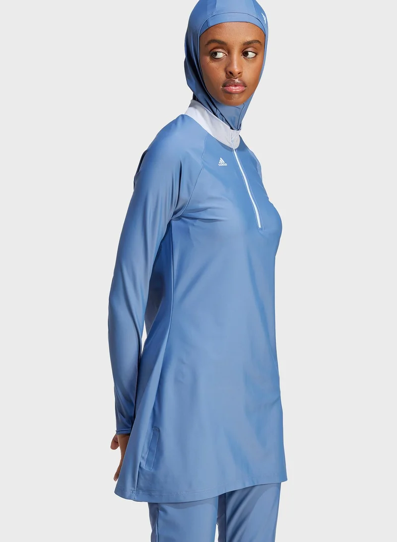 Adidas 3-Stripes Long Sleeve Swim Top