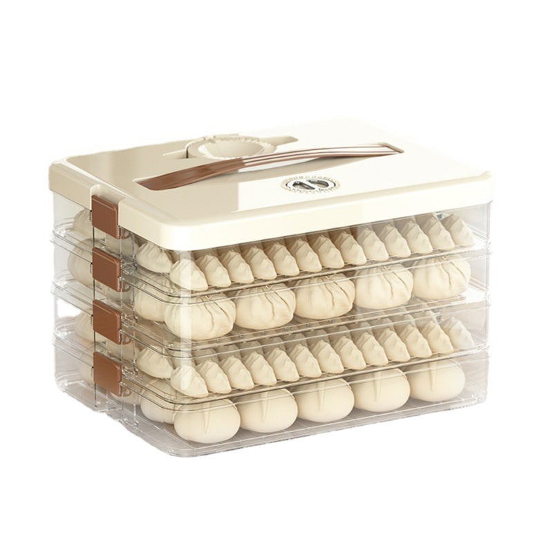 Dumpling Storage Box: 3-Layer Transparent Airtight Plastic Food Storage Container - Large Capacity With Separated Compartments, Portable Handle for Home Kitchen, Picnic, Travel, Office Use - Image 2