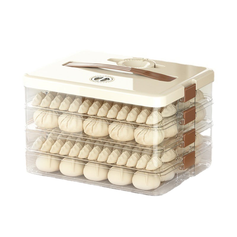 Dumpling Storage Box: 3-Layer Transparent Airtight Plastic Food Storage Container - Large Capacity With Separated Compartments, Portable Handle for Home Kitchen, Picnic, Travel, Office Use - Image 1