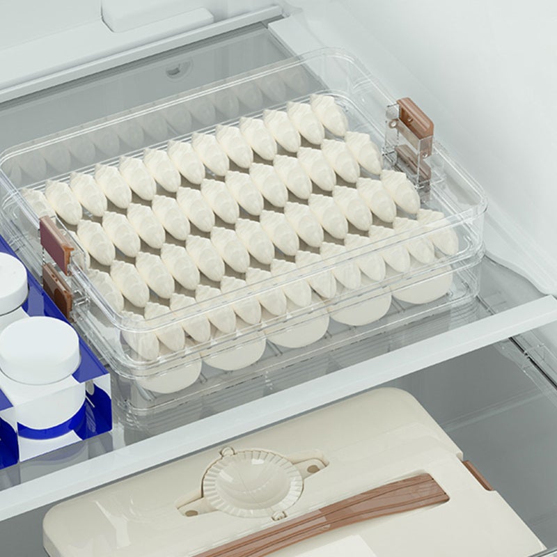 Dumpling Storage Box: 3-Layer Transparent Airtight Plastic Food Storage Container - Large Capacity With Separated Compartments, Portable Handle for Home Kitchen, Picnic, Travel, Office Use - Image 5