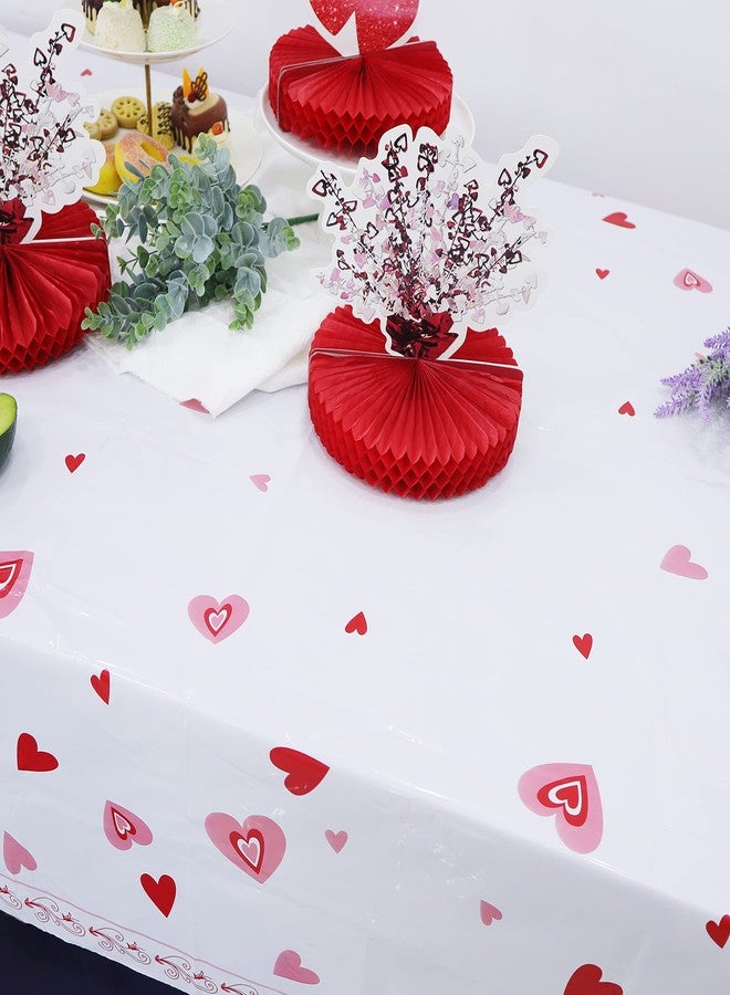 بانديكور مفرش طاولة بلاستيكي من Pandecor مزين بقلوب وردية وحمراء لعيد الحب، مقاس 51 بوصة × 107 بوصة، غطاء طاولة لعيد الحب (1) - Image 3