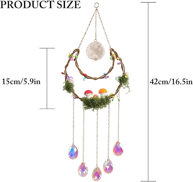 TUOKING Crystal Suncatchers for Window Hanging Mushroom Colorful Crystals Prism Pendant Sun Catchers Rainbow Maker Ornament Gift Home Garden Decoration - Image 2