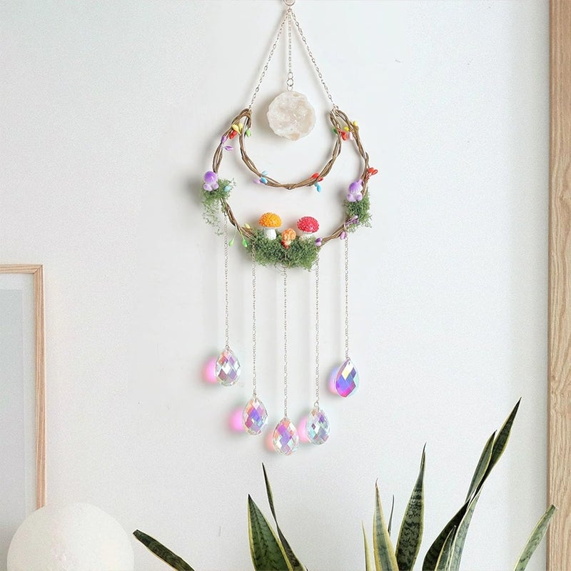 TUOKING Crystal Suncatchers for Window Hanging Mushroom Colorful Crystals Prism Pendant Sun Catchers Rainbow Maker Ornament Gift Home Garden Decoration - Image 5