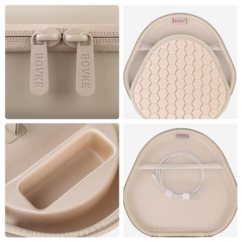 BOVKE Hard Carrying Case with Sleep Mode for Apple AirPods Max Wireless Over-Ear Headphones, AirPods Max Protective Portable Storage Bag with Mesh Pocket for USB-C Charging Cables, Starlight - Image 5