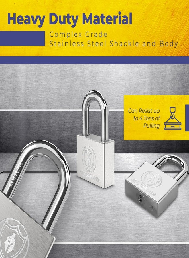 Magmaus® PDL40 Heavy Duty Lock with 3 Keys - [Stainless Steel] Weatherproof Padlock for Outdoor Use - Ideal for Storage Unit, Shipping Container, Gate - Image 3