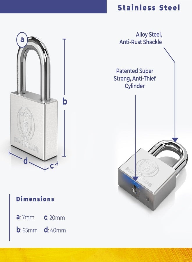 Magmaus® PDL40 Heavy Duty Lock with 3 Keys - [Stainless Steel] Weatherproof Padlock for Outdoor Use - Ideal for Storage Unit, Shipping Container, Gate - Image 2