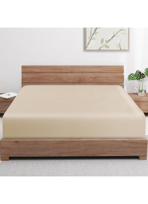 2 Pack Bamboo Viscose Cooling Fitted Sheet Queen Size Only  400 Thread Count  16"" Deep Pocket Cooling Bottom Sheets for Hot Sleeper  Silky Soft Breathable (Queen  Beige