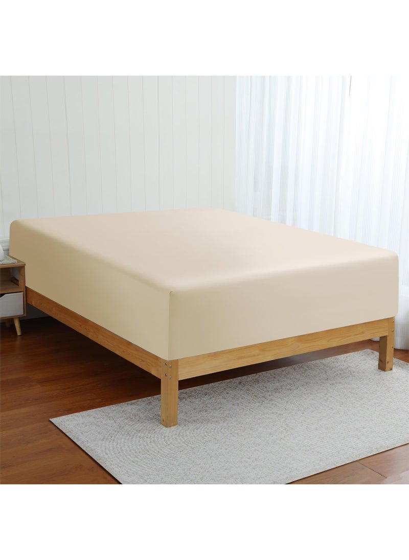 Zaizaihome 2 Pack Bamboo Viscose Cooling Fitted Sheet Queen Size Only  400 Thread Count  16"" Deep Pocket Cooling Bottom Sheets for Hot Sleeper  Silky Soft Breathable (Queen  Beige  - Image 4
