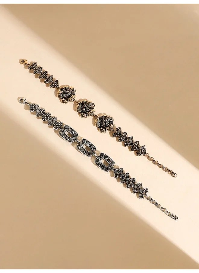 SOHI Pack Of Metallic Flora Bracelets
