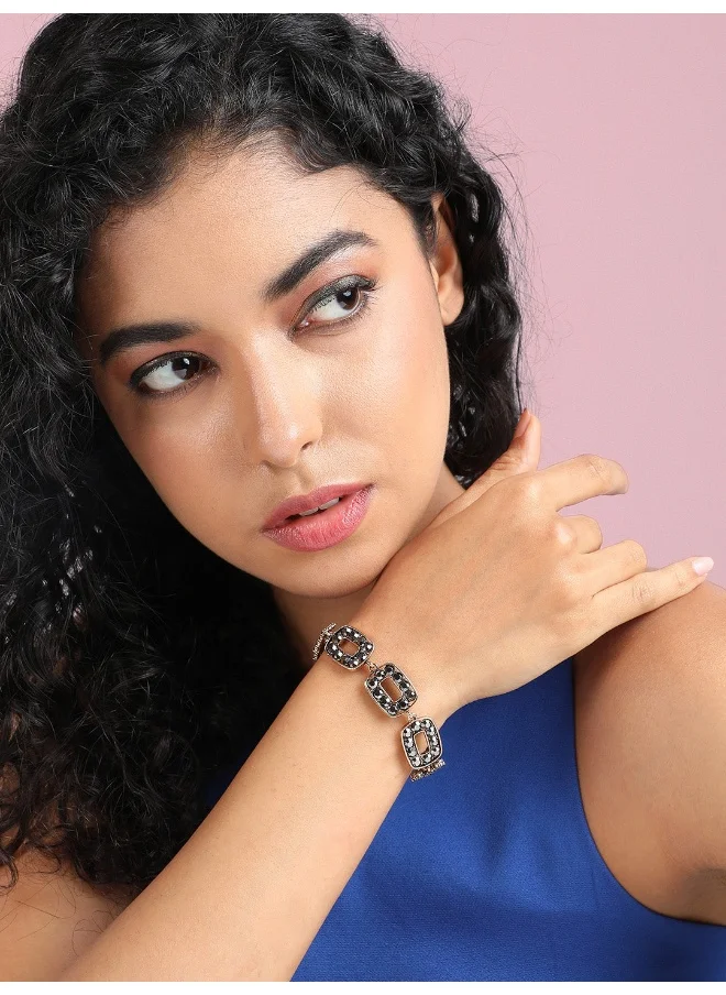 SOHI Pack Of Metallic Flora Bracelets