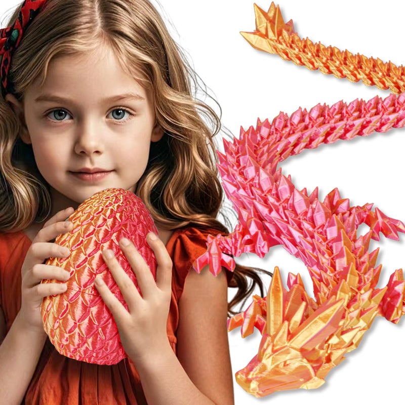 Olee Odee Large Dragon Eggs with Dragon Inside 3D Printed Surprise Funny Gifts for Kids Articulated Dragon Fidget Toys for Adults Executive Desk Toys Office Room Dcor Orange Red - Image 3