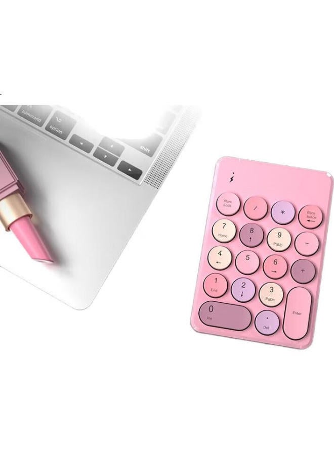 B.O.W Hangshi (Bow) K155 Wireless Digital Keyboard, Financial Accounting Office, Retro Round Cap, External Laptop Desktop Universal Keyboard, Iridescent Pink - Image 2