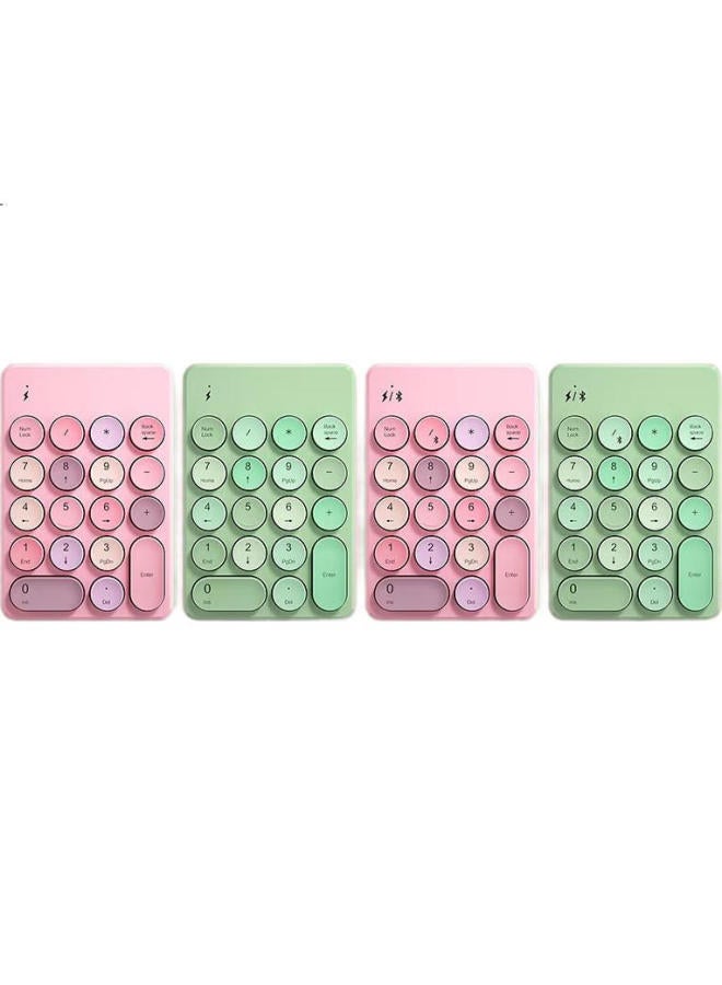 B.O.W Hangshi (Bow) K155 Wireless Digital Keyboard, Financial Accounting Office, Retro Round Cap, External Laptop Desktop Universal Keyboard, Iridescent Pink - Image 1