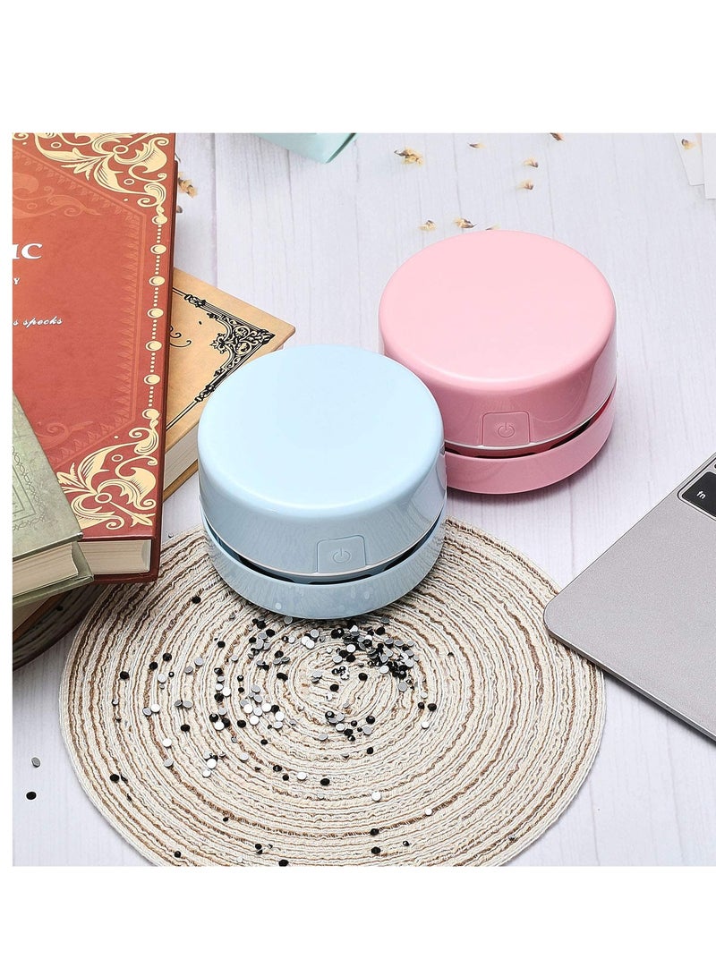 مكنسة كهربائية سطح المكتب، أدوات رسم الماس قابلة للشحن، لقطع الماس المسكوبة، ملحقات رسم الماس 5D، منظم كنسة سطح المكتب الصغيرة (وردي وأزرق، مع فرشاتين) - Image 4