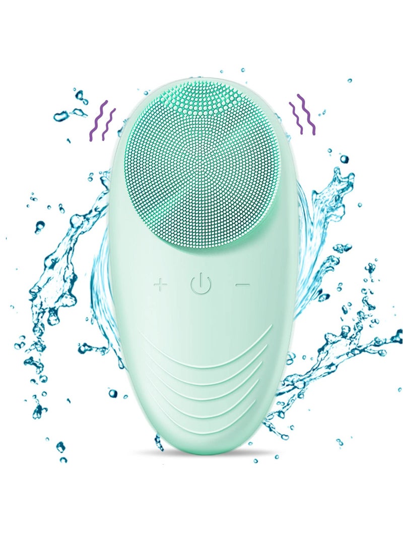 Generic Sonic Waterproof Facial Cleanser with Soft Silicone Brush, USB Rechargeable for Deep Cleansing, Gentle Exfoliation, and Massage - Suitable for All Skin Types (Green)  - Image 1